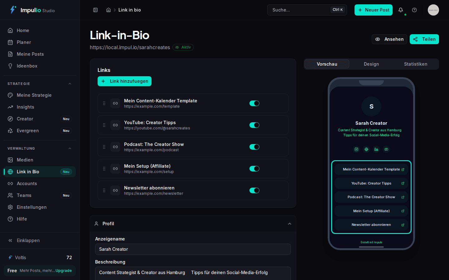 Link-in-Bio: Dein Profil, dein Hub